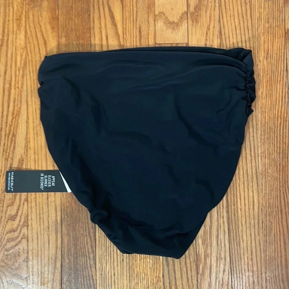 Magicsuit Jersey Shirred Tummy Control Bikini Bottoms Swimsuit Black size 16 NWT